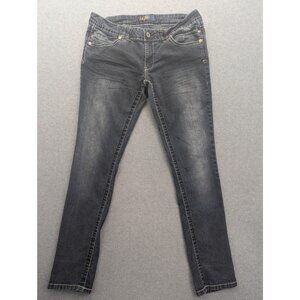 Angels Jeans Juniors 13 Blue Dark Wash Low Rise Skinny Stretch Embroidered